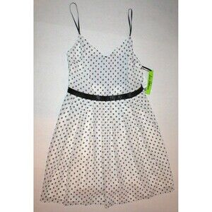 New Womens Sam Edelman Dress White Tank Black 6 Sleeveless Faux Leather Straps